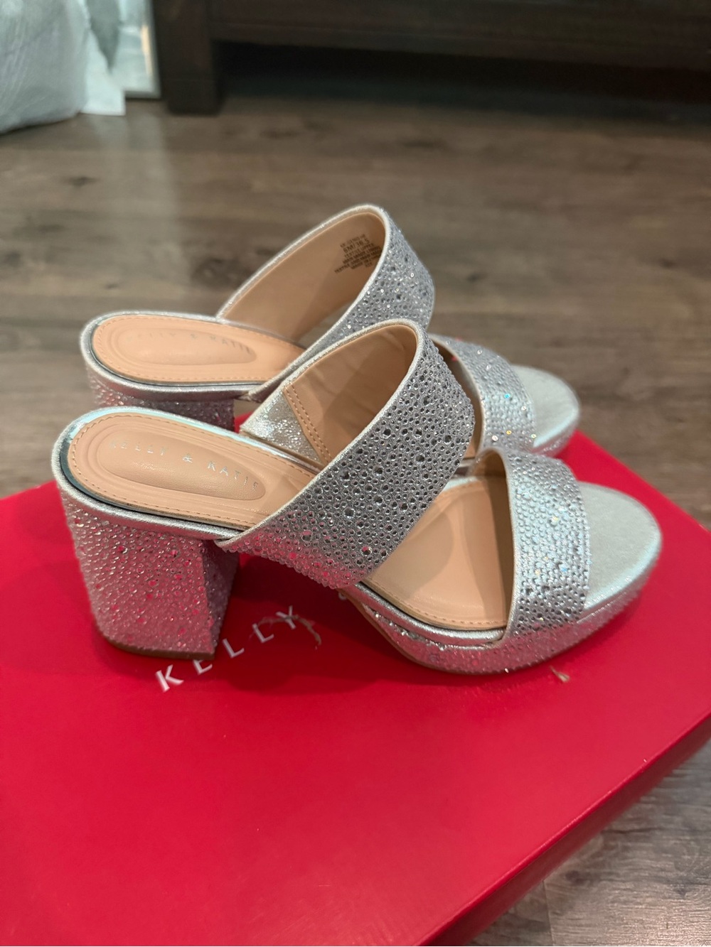Kelly & Katie Silver Glitter Platform Mules